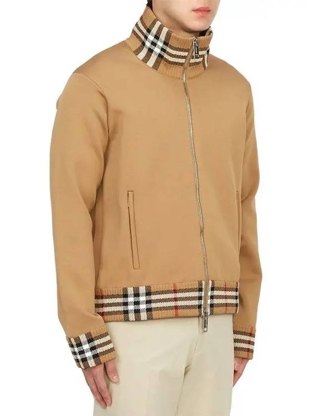 Men's Check Trim Track Jacket Camel - BURBERRY - BALAAN 3