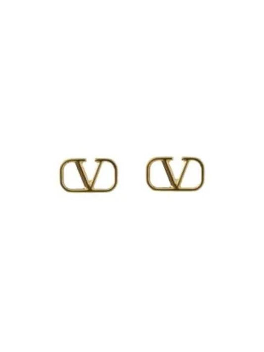 V Logo Signature Earrings Gold - VALENTINO - BALAAN 2