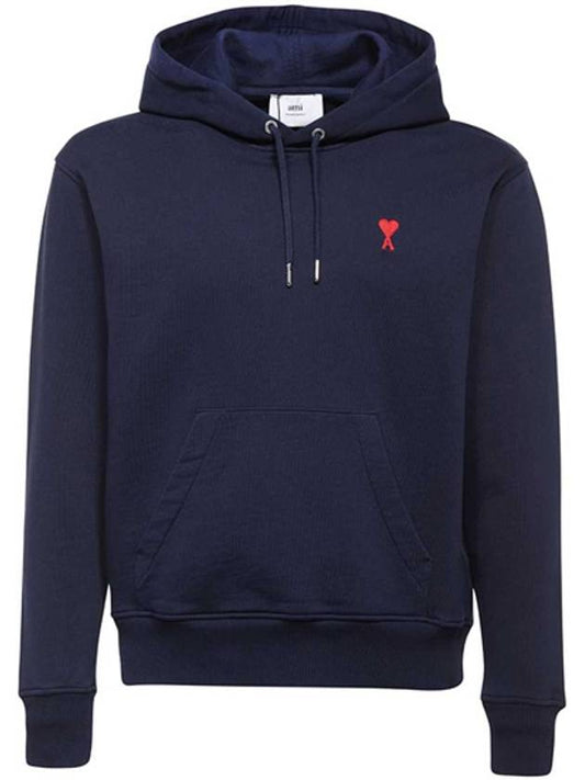 Small Heart Logo Cotton Hoodie Blue - AMI - BALAAN 2