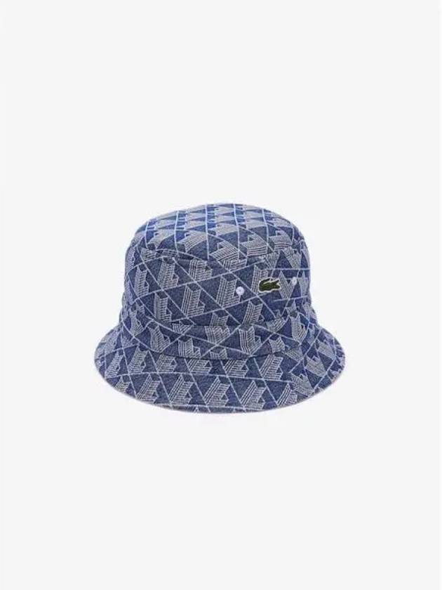 Lacoste Reversible Signature Monogram Jacquard Bucket Hat Blue - LACOSTE - BALAAN 2