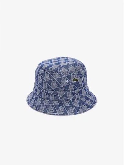 Lacoste Reversible Signature Monogram Jacquard Bucket Hat Blue - LACOSTE - BALAAN 2