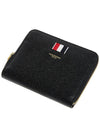 Three Stripes Pebble Grain Zipper Round Half Wallet Black - THOM BROWNE - BALAAN 5