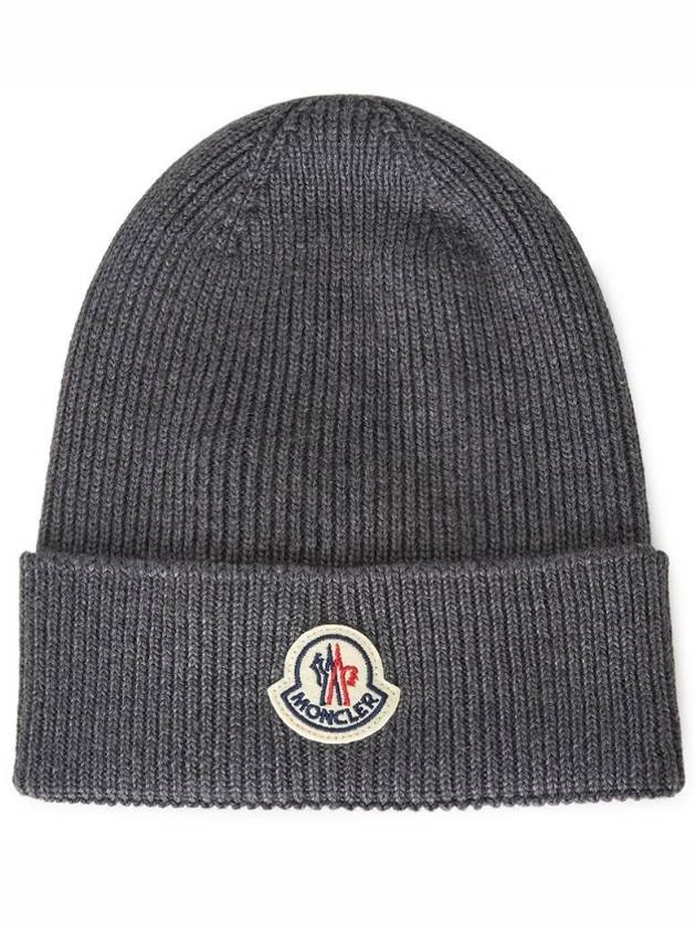 BERRETTO TRICOT Wool Beanie Charcoal 3B70500 A9342 998 - MONCLER - BALAAN 1