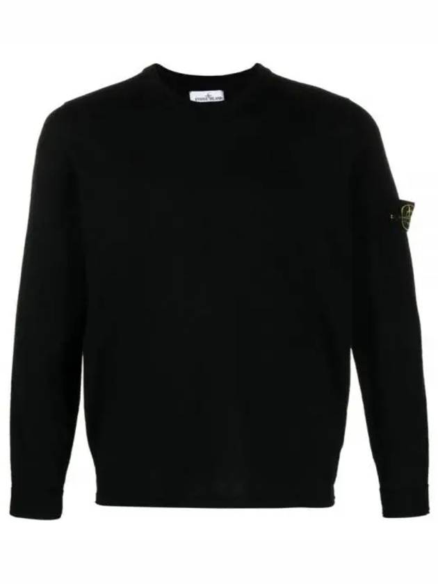 Raw Hand Cotton Crewneck Knit Top Black - STONE ISLAND - BALAAN 2