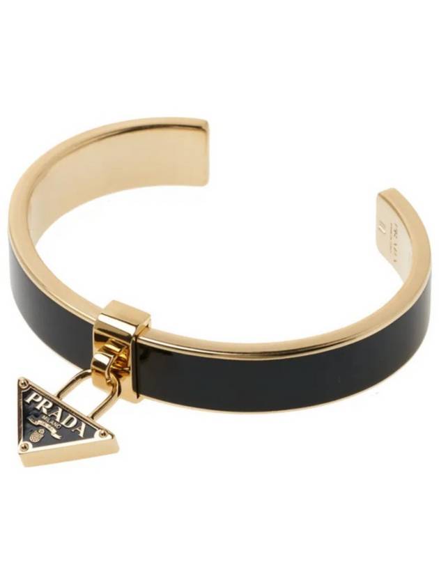 Triangle Logo Plaque Metal Bracelet Black Gold - PRADA - BALAAN 2