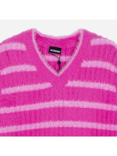 Jacquemus Fluffy Striped Pullover Vest Pink 225KN0692370 043 - JACQUEMUS - BALAAN 2