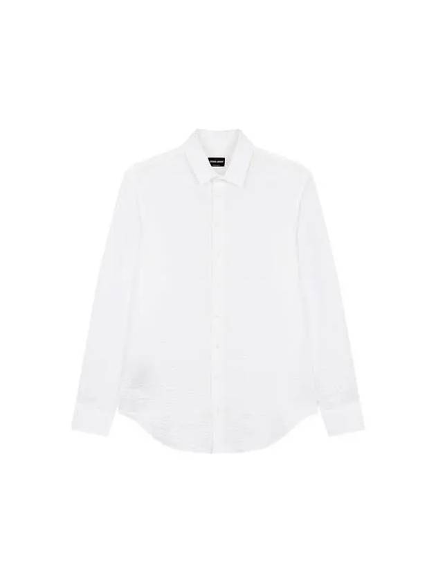 Men s Linen Seersucker Button Up Shirt White 270841 - GIORGIO ARMANI - BALAAN 1