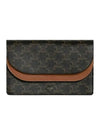 Wallet on Strap in Triomphe Canvas and Smooth Lambskin Tan - CELINE - BALAAN 1