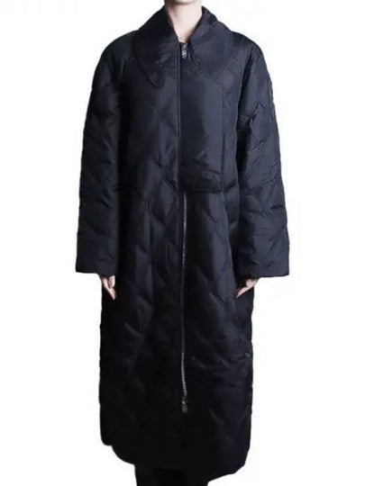 Ripstop Quilted Zip-Up Long Padding Black - GANNI - BALAAN 2