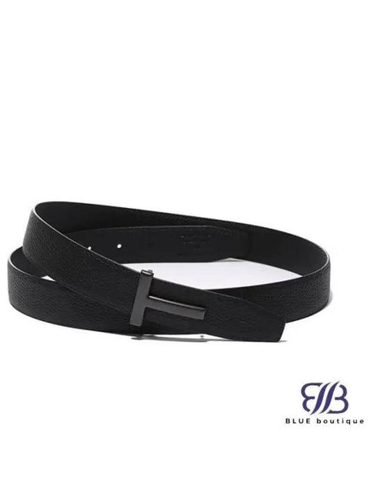 Black Reversible Leather Belt Black - TOM FORD - BALAAN 2