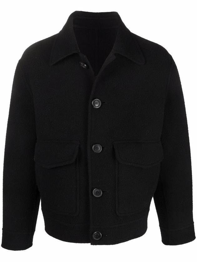 Boxy Fit Double Face Jacket Black - AMI - BALAAN 1