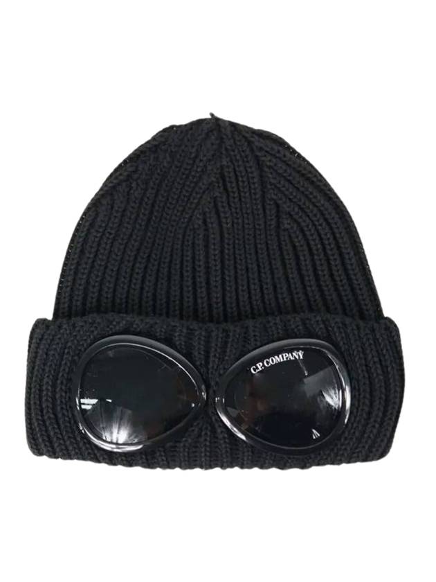 Extra Fine Merino Wool Goggle Beanie Black - CP COMPANY - BALAAN 1