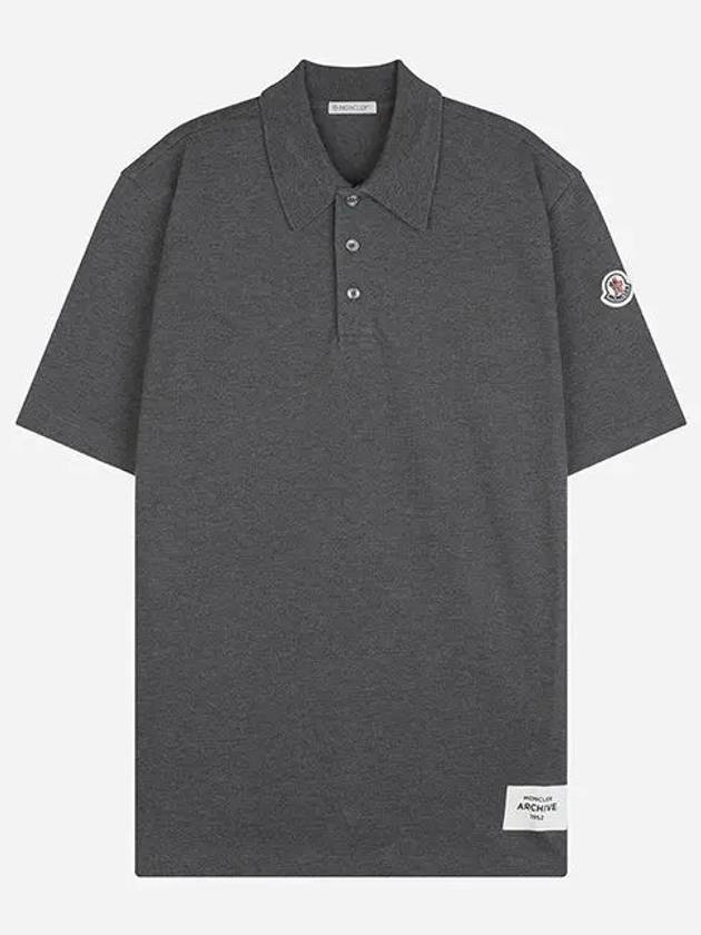 8A00006 89A16 989 Men s Logo Patch PK Shirt Gray 1064843 - MONCLER - BALAAN 1