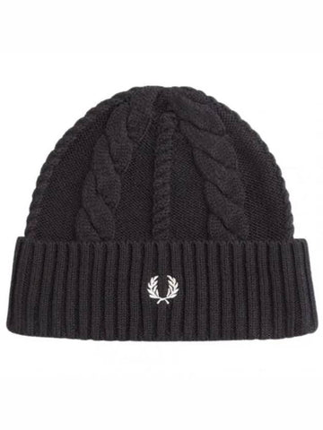 Fred Perry Cable Beanie Black C4116 - FRED PERRY - BALAAN 1