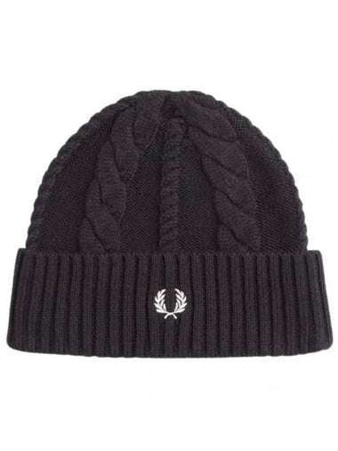 Fred Perry Cable Beanie Black C4116 - FRED PERRY - BALAAN 1