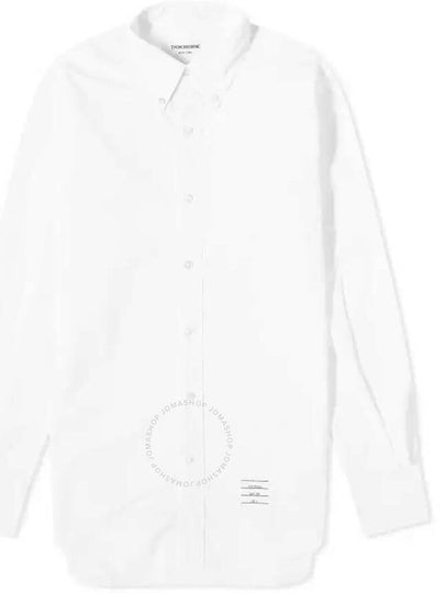 Men's Grosgrain Placket Solid Poplin Long Sleeve Shirt White - THOM BROWNE - BALAAN 2