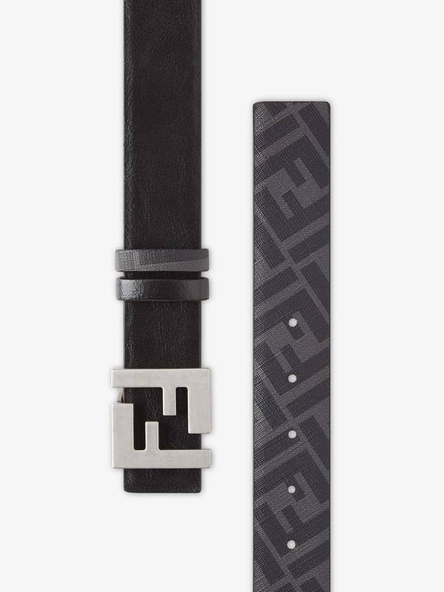 FF Square Buckle Reversible Leather Canvas Belt Black - FENDI - BALAAN 4