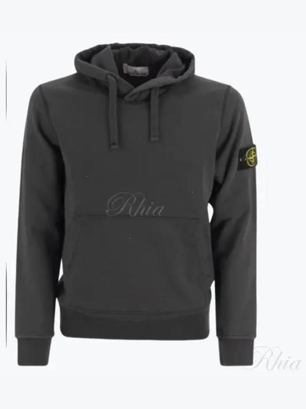 Logo Patch Drawstring Hoodie Charcoal - STONE ISLAND - BALAAN 2