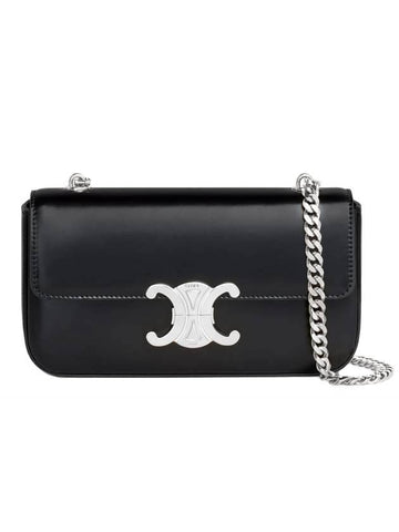 Triomphe Shiny Calfskin Chain Shoulder Bag Black - CELINE - BALAAN 1