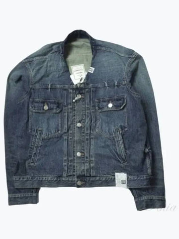 J10BL021 Indigo nocollar denim jacket - MIHARA YASUHIRO - BALAAN 1