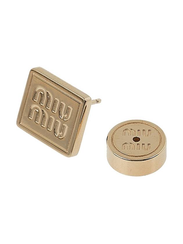 Logo Metal Earrings Gold - MIU MIU - BALAAN 7