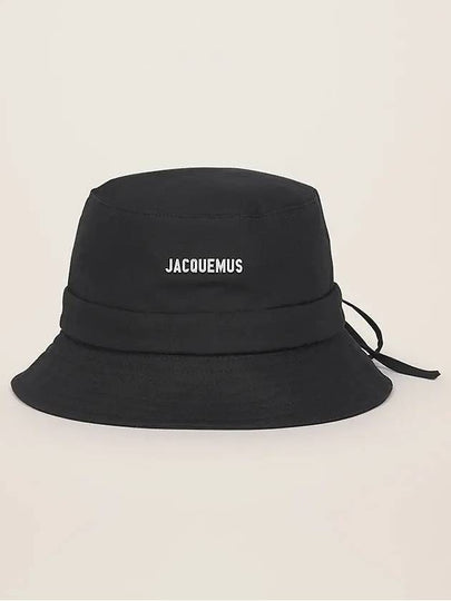 Le Bob Gadjo Bow Metal Logo Drawstring Bucket Hat Black - JACQUEMUS - BALAAN 2