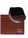 gold V logo signature card wallet brown - VALENTINO - BALAAN.