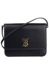 TB Logo Leather Flat Mini Cross Bag Black - BURBERRY - BALAAN 2