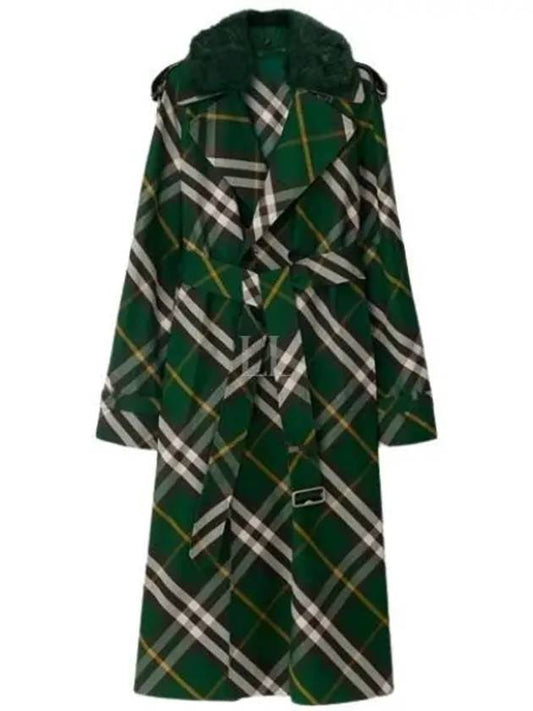 Check Pattern Trench Coat Green - BURBERRY - BALAAN 2