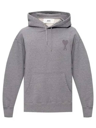 Men's Big Heart Logo Hoodie Grey - AMI - BALAAN 2