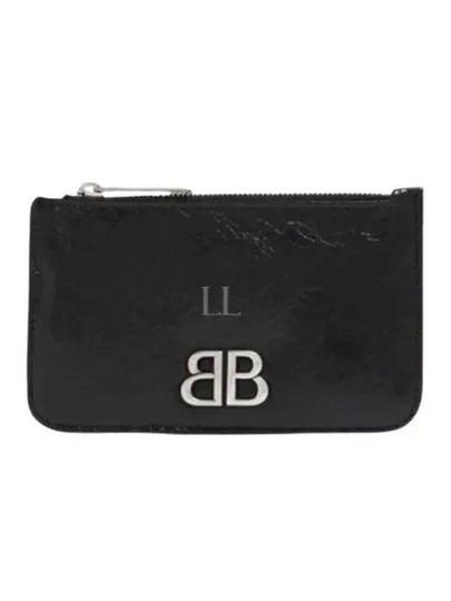 BB Logo Zipper Card Wallet Black - BALENCIAGA - BALAAN 2