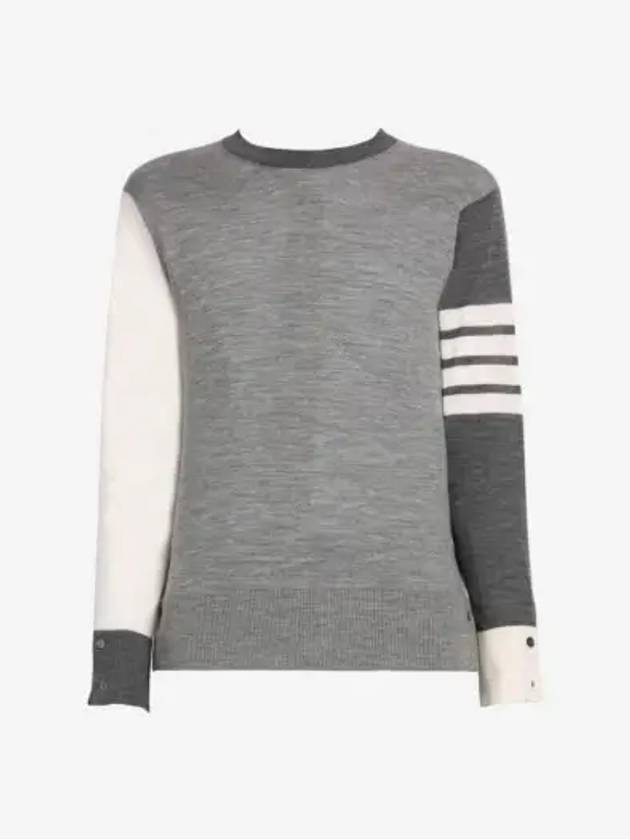 Classic 4 Bar Merino Wool Knit Top Tonal Grey - THOM BROWNE - BALAAN 3