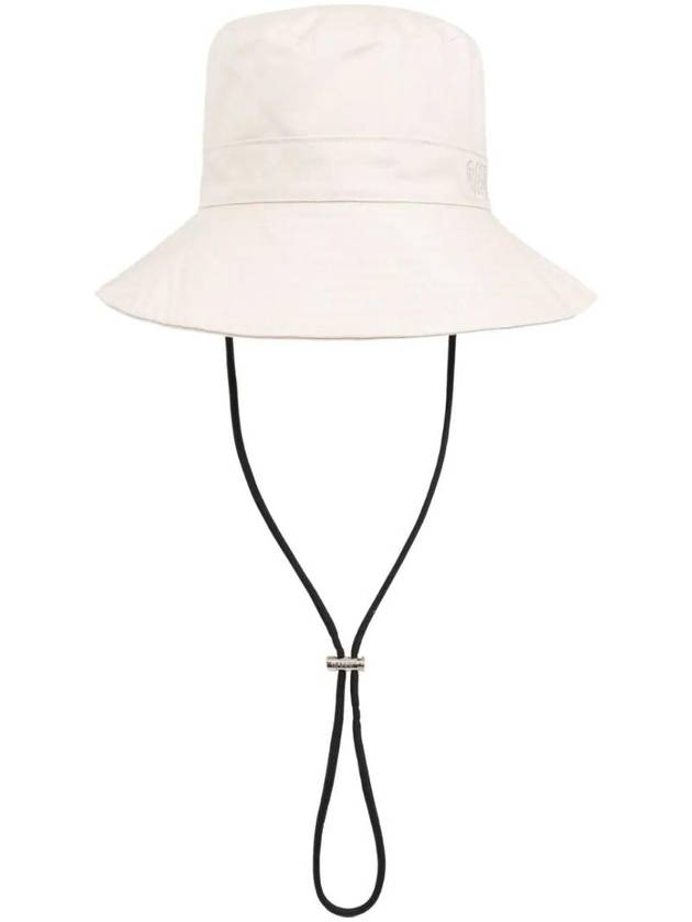 Embroidered Logo Denim Bucket Hat Ivory - GANNI - BALAAN 1