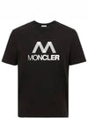 Side Three Stripes Logo Crew Neck Short Sleeve T-Shirt Black - MONCLER - BALAAN 2