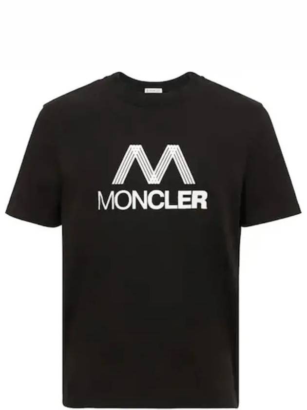 Side Three Stripes Logo Crew Neck Short Sleeve T-Shirt Black - MONCLER - BALAAN 2