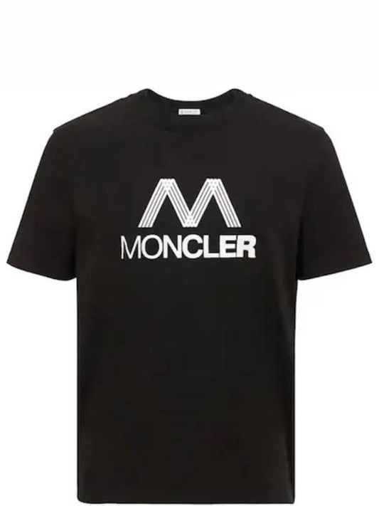 Side Three Stripes Logo Crew Neck Short Sleeve T-Shirt Black - MONCLER - BALAAN 2