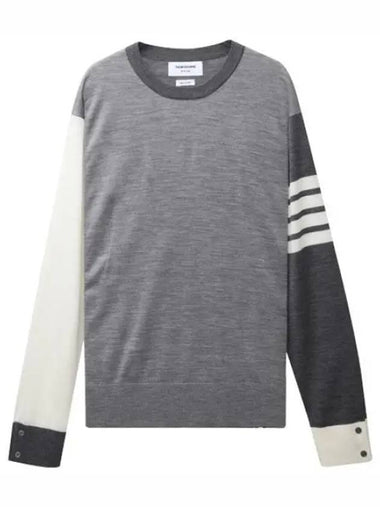 Diagonal Stripe Funmix Fine Merino Wool Knit - THOM BROWNE - BALAAN 1