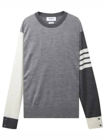 Diagonal Stripe Funmix Fine Merino Wool Knit Men - THOM BROWNE - BALAAN 1