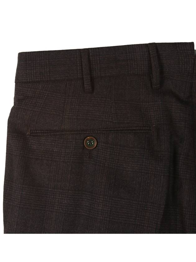 Virgin wool check pleated brown pants - PT TORINO - BALAAN 4