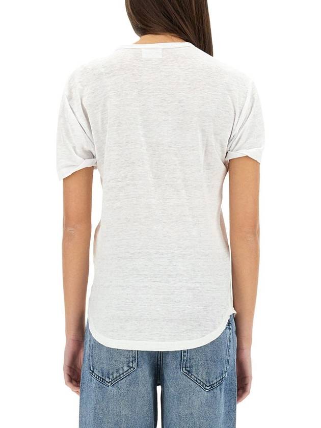 Koldi Linen Short Sleeve T-Shirt White - ISABEL MARANT ETOILE - BALAAN 4