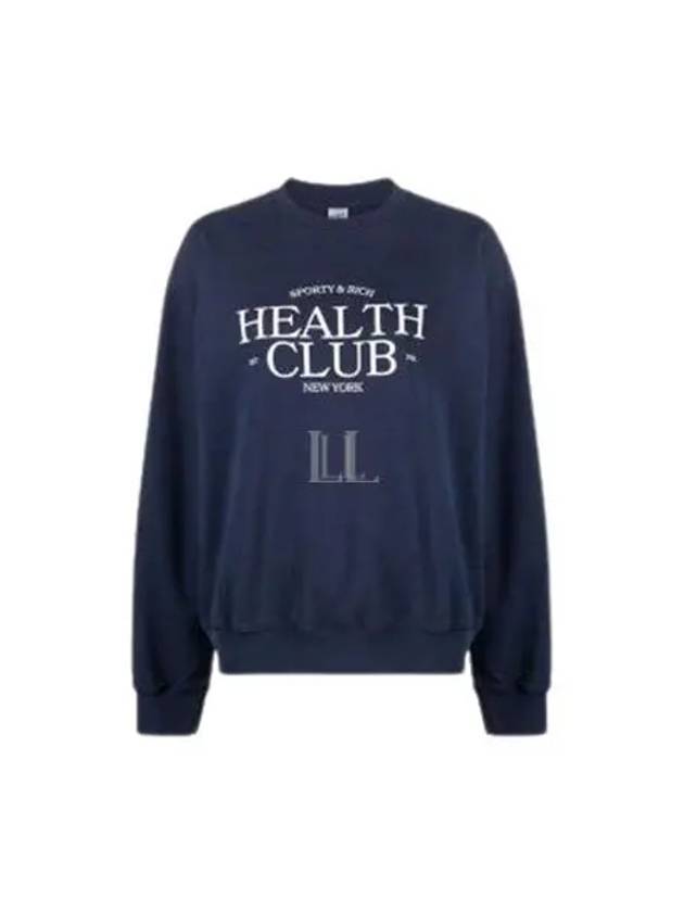 Logo Print Cotton Long Sleeve T-Shirt Navy - SPORTY & RICH - BALAAN 2