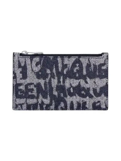 All Over Graffiti Logo Print Card Wallet Blue - ALEXANDER MCQUEEN - BALAAN 2