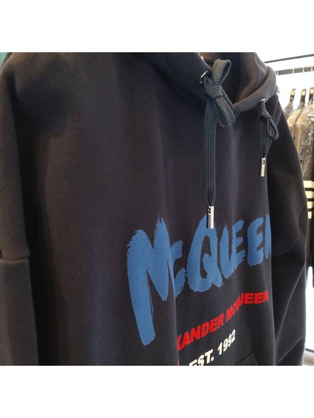 Graffiti Logo Hooded Top Black - ALEXANDER MCQUEEN - BALAAN 7