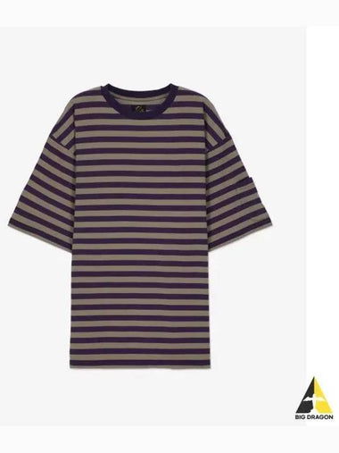 Striped Jersey Crew Neck T Shirt Purple Grey OT258PURPLE - NEEDLES - BALAAN 1