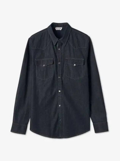 Button Up Long Sleeve Shirt Dark Blue - ALEXANDER MCQUEEN - BALAAN 2