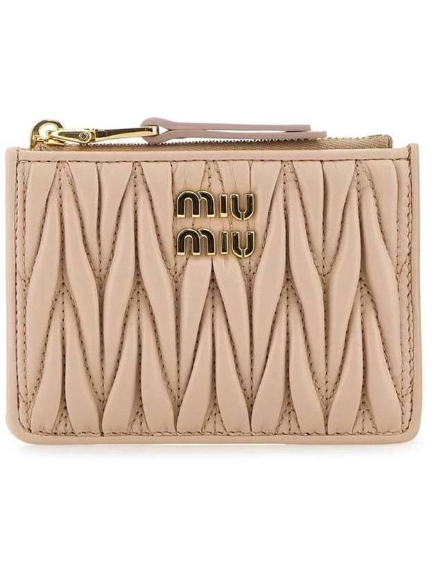 Matelasse Nappa Leather Card Wallet Pink - MIU MIU - BALAAN 1