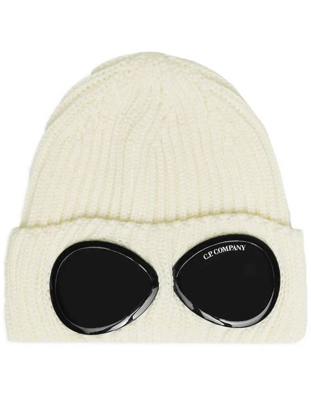 Signature Goggles Wool Beanie White - CP COMPANY - BALAAN 3