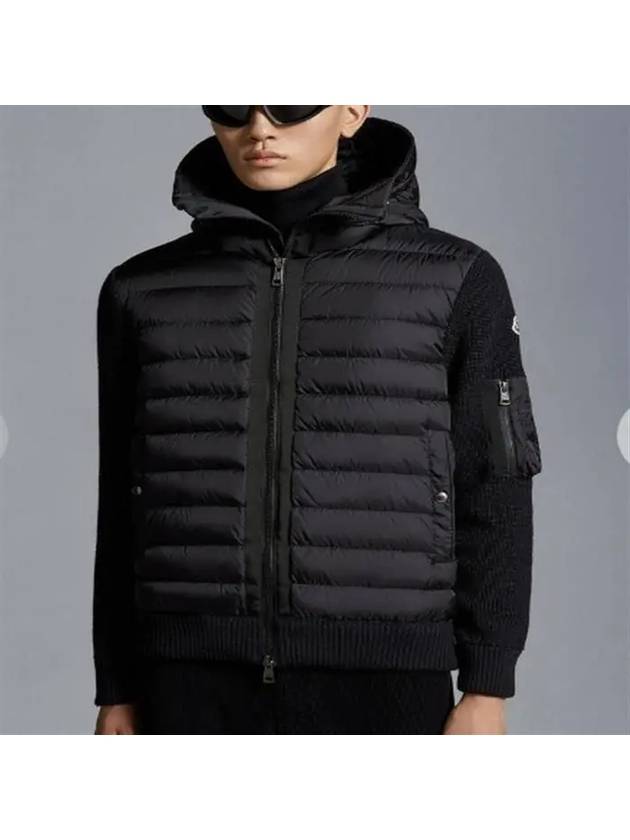 Logo Patch Padded Wool Cardigan Black - MONCLER - BALAAN 2