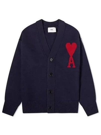 De Coeur Logo Wool Cardigan Night Blue - AMI - BALAAN 2