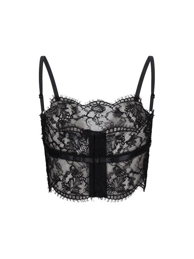 Lace Lingerie Sleeveless Top Black - DOLCE&GABBANA - BALAAN 3